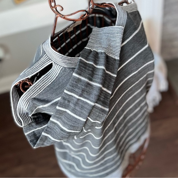 LOFT Striped and Split Shoulder Sweater Small - Picture 2 of 12